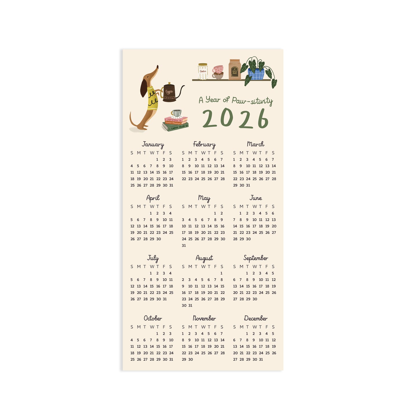 2026 MAGNETIC CALENDAR DACHSHUND