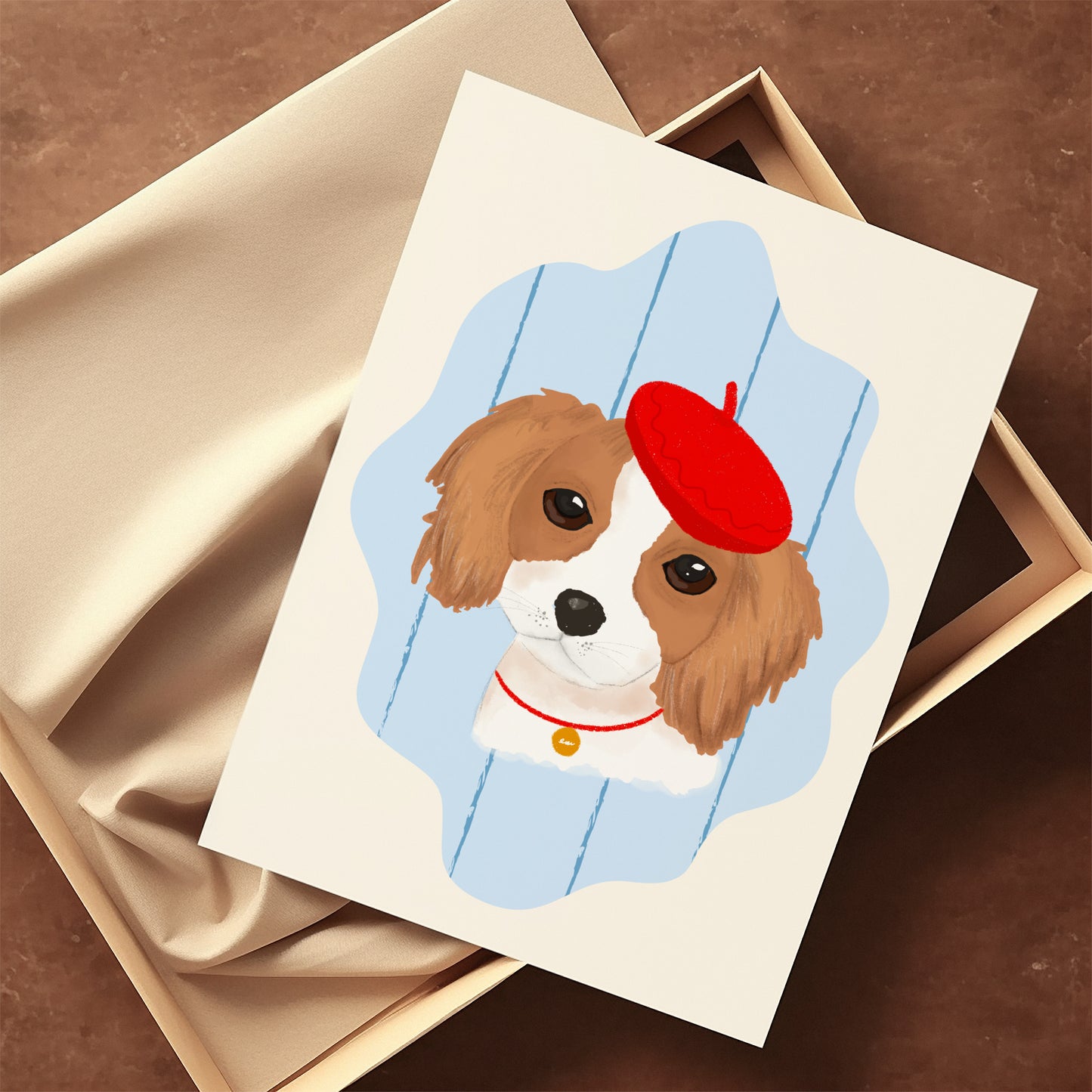 CAVALIER SPANIEL WEARING A BERET