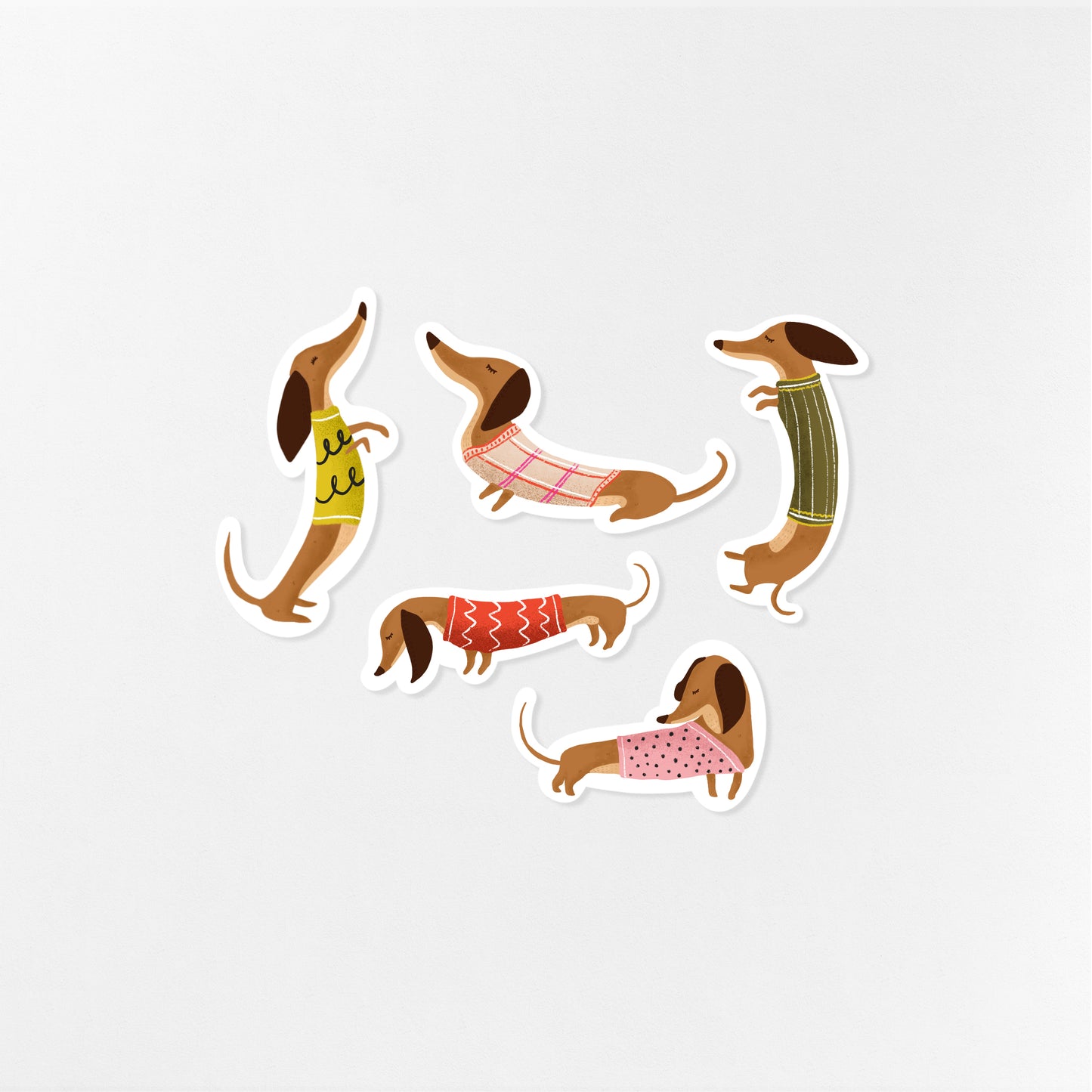 Dachshund Sweater Stickers Assorted - Set of 5