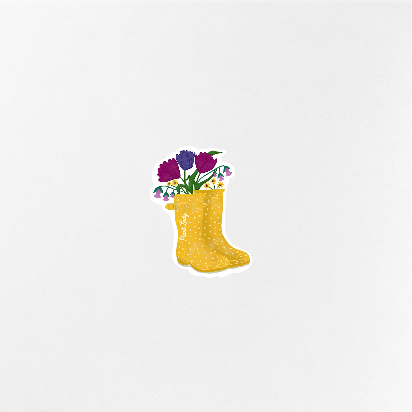 PLANT LADY SPOTTED WELLIE STICKER