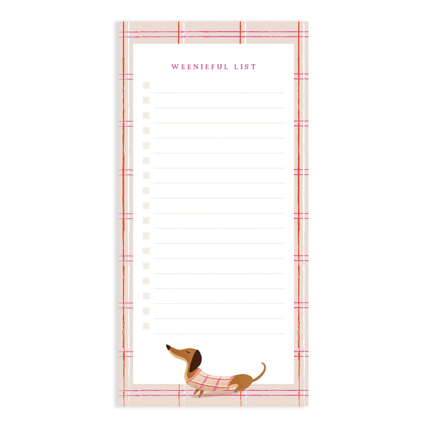 TARTAN DRESSED DACHSHUND LIST PAD