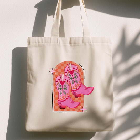 HOWDY COWGIRL BOOTS TOTE BAG