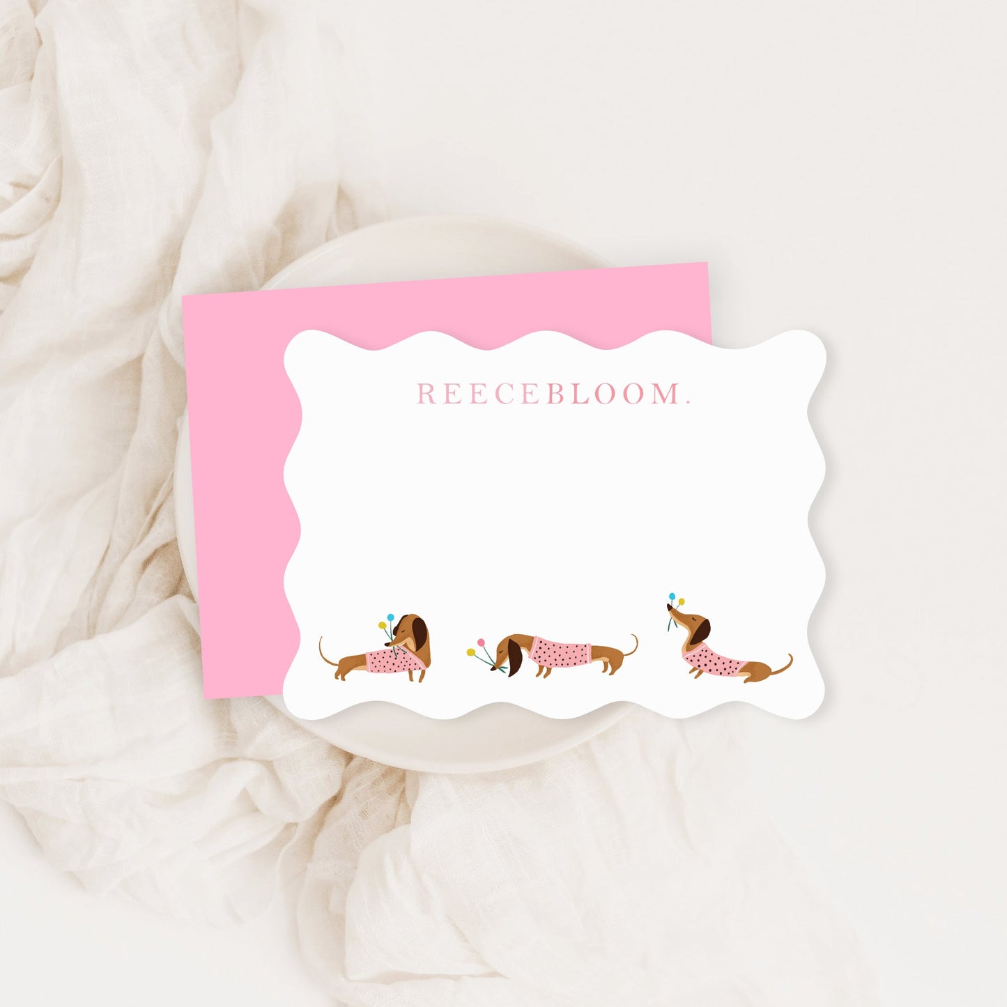 PERSONALIZED DACHSHUND NOTE CARD SET OF 10