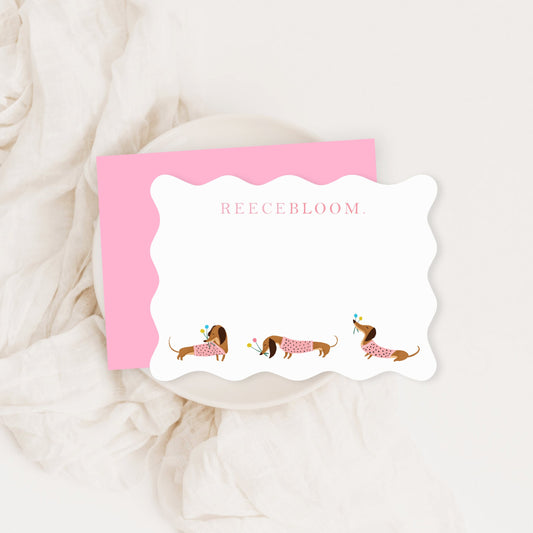 PERSONALIZED DACHSHUND NOTE CARD SET OF 10
