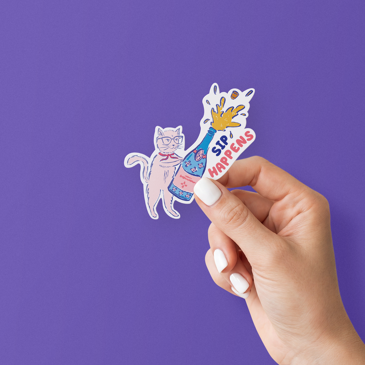 CAT SIP HAPPENS STICKER