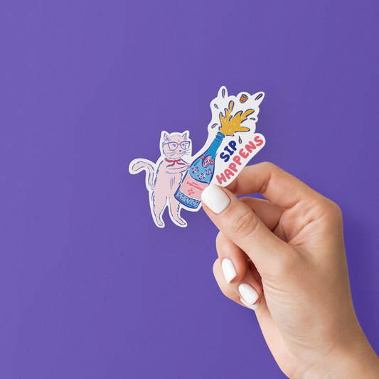 CAT SIP HAPPENS STICKER